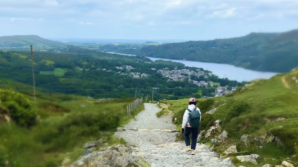 Hiking down Snowdonia