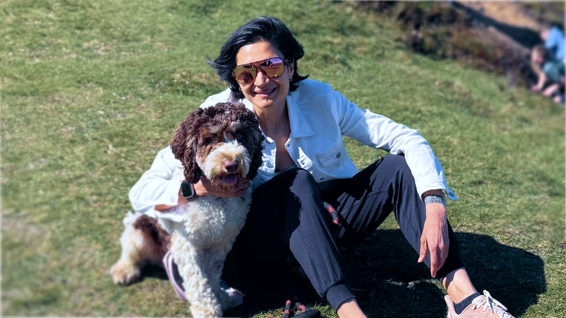 Author with her dog
